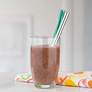 Stainless Steel Drinking Straws | COMPLETE Set - 10 straws, 2 Brush Cleaners & Travel Case | Eco Friendly | Straight & Bent PLUS Wide Smoothie/Boba Straws | Perfect For 20, 30oz. Yeti/RTC Tumblers etc