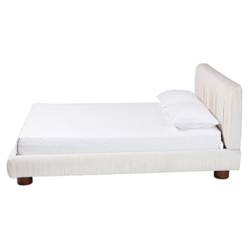 Baxton Studio Emsley Velvet Platform Bed in Queen Size
