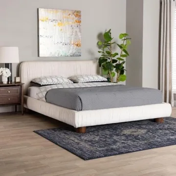 Baxton Studio Emsley Velvet Platform Bed in Queen Size
