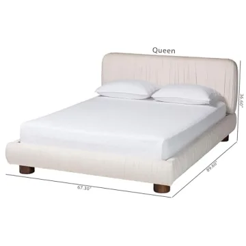 Baxton Studio Emsley Velvet Platform Bed in Queen Size
