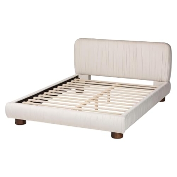 Baxton Studio Emsley Velvet Platform Bed in Queen Size