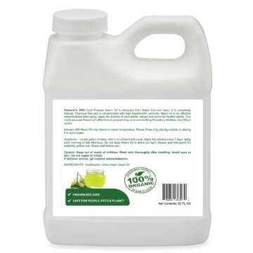 Nature's Will 100% Pure Organic Neem Oil for Indoor & Outdoor Plants (16 Ounces)