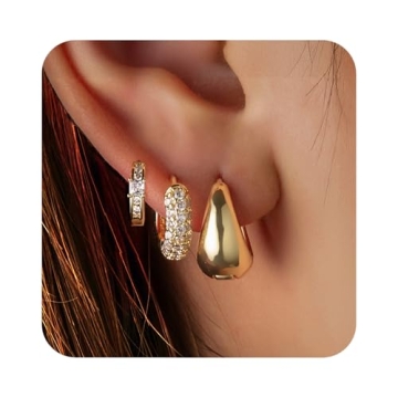 Stylish Gold Hoop Earrings Set for Women - Waterproof & Trendy