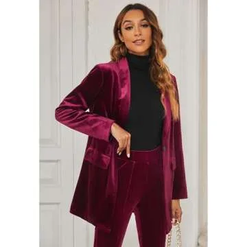 GRAPENT Red Velvet Blazer for Women | Stylish & Versatile