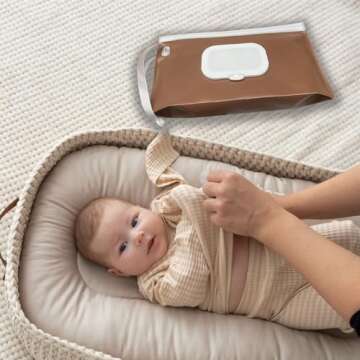 3 Pack refillable Baby Wipes Container for Travel，Earth Tone Portable Wipes Dispenser/Holder for Diaper， Wipe refillable case on The go （ Earth Tone Style）