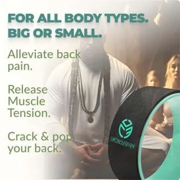 UpCircleSeven Yoga Wheel - [Pro Series] Strongest & Most Comfortable Yoga Prop Wheel - Perfect for Back Pain Stretching & Backbends, 12 x 5 IN (Cyan)