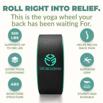 UpCircleSeven Yoga Wheel - [Pro Series] Strongest & Most Comfortable Yoga Prop Wheel - Perfect for Back Pain Stretching & Backbends, 12 x 5 IN (Cyan)