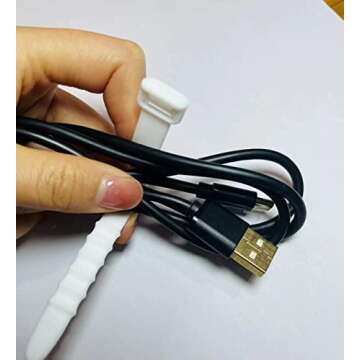 20Pcs Elastic Silicone Cord Organizer Straps 4.5 Inch Reusable Cable Zip Ties Cable Organizer Tie Management Holder Rubber for Cable Wire Food Bags, Home School Office Supplies