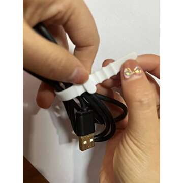 20Pcs Elastic Silicone Cord Organizer Straps 4.5 Inch Reusable Cable Zip Ties Cable Organizer Tie Management Holder Rubber for Cable Wire Food Bags, Home School Office Supplies