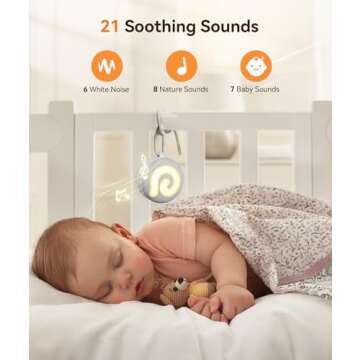 Dreamegg Portable Sound Machine Baby - D11 White Noise Machine for Baby Sleeping with Night Light, White Noise, Lullaby, Nature Sounds, Child Lock, USB Rechargeable Sound Machine for Travel Nursery