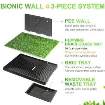 Hompet Dog Grass Pad with Tray Large, Puppy Turf Potty Reusable Training Pads with Pee Baffle, Artif...