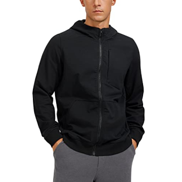 CRZ YOGA Men's Cotton Zip-up Hoodie Thick Terry Essentials Athletic Casual Hoodies Zip Hooded Jacket...