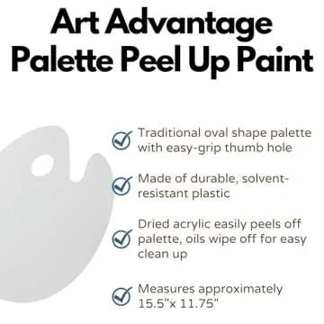 Art Advantage Palette 15.5”x11.75” Peel-Up Plastic Paint Palette – Durable, Solvent-Resistant ...