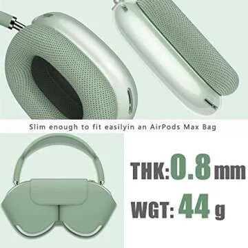Galafoki for AirPod Max Case Cover, Clear Soft TPU Anti-Scratch Protective Case Cover, No Yellowing Transparent Accessories for Apple AirPods Max -Green