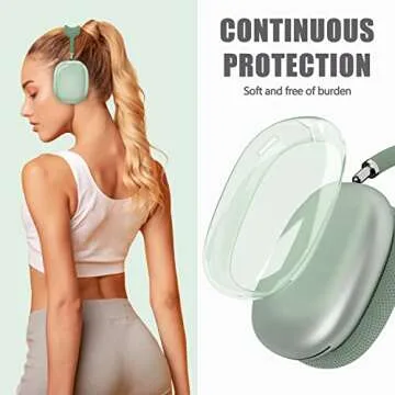 Galafoki for AirPod Max Case Cover, Clear Soft TPU Anti-Scratch Protective Case Cover, No Yellowing Transparent Accessories for Apple AirPods Max -Green