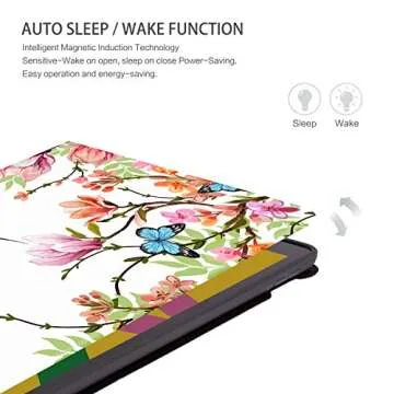 iPad 10.2 Case for iPad 9th Generation Case, iPad 8th/7th Generation Case for Women Girls iPad case 9th Generation Multi-Angle View Adjustable Stand Auto WakeSleep, Flower Hummingbird