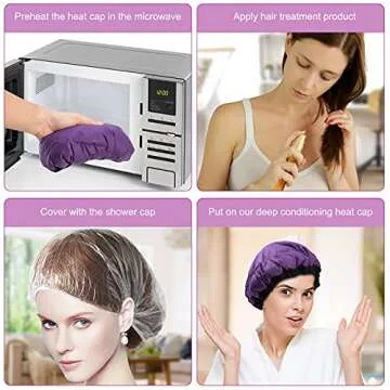 Deep Conditioning Microwavable Heat Cap for Steaming Hair Styling and Treatment, Haircare Therapy (Purple)