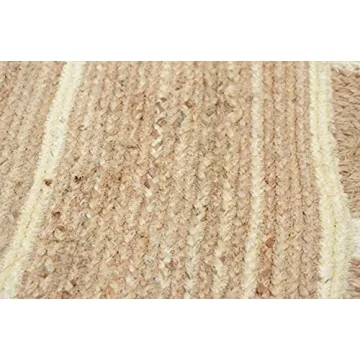 Handmade Bohemian Scalloped Jute Rug Off White 2x3