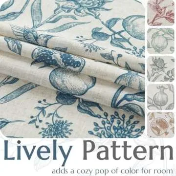 jinchan Linen Curtains Floral Curtains for Living Room 96 Inch Long Blue French Rod Pocket Light Filtering Toile Print Farmhouse Bedroom Curtains Window Drapes Set 2 Panels