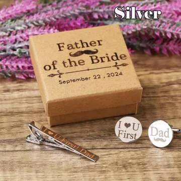 Personalized Cufflinks & Tie Clip Set for Men