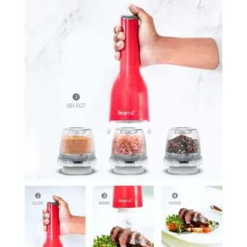 FinaMill's Award-Winning Battery Operated Salt and Pepper Grinder Set - Adjustable Coarseness, Ceramic Grinding Elements, LED Light, Perfect for Home Cooking & Gifting - 2 Quick-Change ProPlus Pods