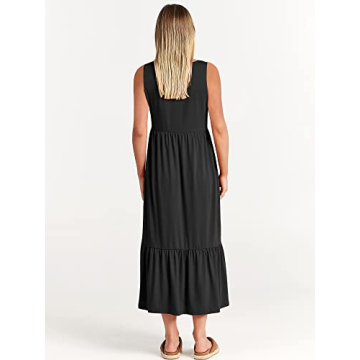 ANRABESS Women Summer Sleeveless Maxi Dress with Pockets