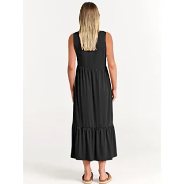 ANRABESS Women Summer Sleeveless Maxi Dress with Pockets