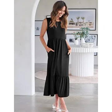 ANRABESS Women Summer Sleeveless Maxi Dress with Pockets