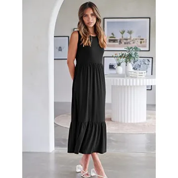 ANRABESS Women Summer Sleeveless Maxi Dress with Pockets