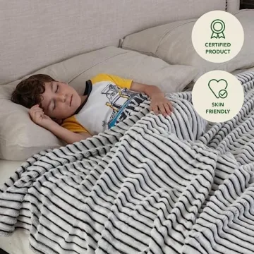 GREEN ORANGE 50" x 60" Fleece Throw Blanket, Black & White Striped Color, Perfect Cozy Gift, Super Warm Comfy - ECO-Certified, Hypoallergenic - Soft, Lightweight Plush Throw for Women, Men & Kids