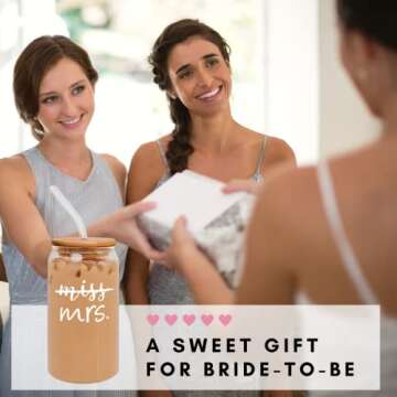 Bride To Be Gifts - Bridal Shower Gift - Engagement Gifts for Women, Bachelorette Gifts for Bride, Bridal Gifts - Bachelorette Party Favors, Wedding Favors, Bridal Shower Decorations - Can Glass