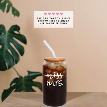 Bride To Be Gifts - Bridal Shower Gift - Engagement Gifts for Women, Bachelorette Gifts for Bride, Bridal Gifts - Bachelorette Party Favors, Wedding Favors, Bridal Shower Decorations - Can Glass