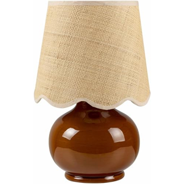 BoutiqueRugs Theisseil Boho Ceramic and Jute Bedside Table Lamp for Bedroom Nightstand - End Side Li...