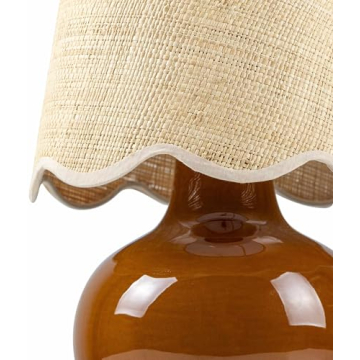 BoutiqueRugs Boho Ceramic & Jute Table Lamp - 13" H