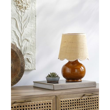 BoutiqueRugs Boho Ceramic & Jute Table Lamp - 13" H