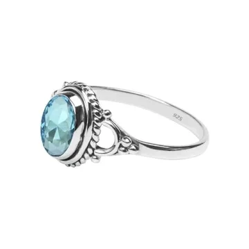 Nartiya Blue Topaz Ring - 925 Sterling Silver for Her