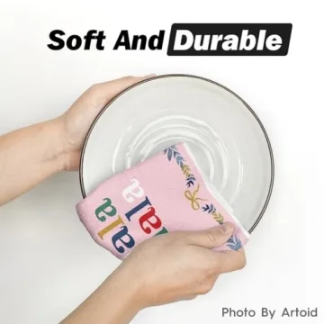 Artoid Mode Pink Nutcrackers Xmas Balls Tree Merry Christmas Kitchen Towels Dish Towels, 18x26 Inch Winter Holiday Decoration Hand Towels Set of 4