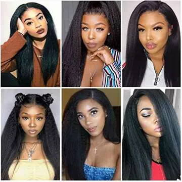 U Part Wig Human Hair Kinky Straight Human Hair Wigs, 22 inch Half Wig Italian Upart Human Hair Wigs for Black Women Upgraded U Shape Clip in Wigs Yaki Straight