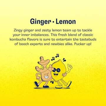 Health-Ade Kombucha Tea Organic Drink, Fermented Tea with Living Probiotics, Detoxifying Acids, Supports Gut Health, Non-GMO, Vegan, Gluten Free, 12 Pack (16 Fl Oz Bottles), Ginger-Lemon