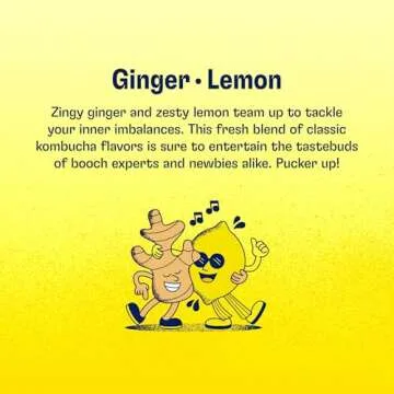 Health-Ade Kombucha Tea Organic Drink, Fermented Tea with Living Probiotics, Detoxifying Acids, Supports Gut Health, Non-GMO, Vegan, Gluten Free, 12 Pack (16 Fl Oz Bottles), Ginger-Lemon