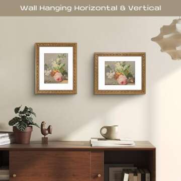 Golden State Art, 11x14 Photo Frame with White Mat for 8x10 Picture & Real Glass for Wall Display - Home or Office Classic Design (Ornate Bronze Gold, 2-Pack)