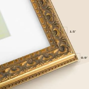 Golden State Art, 11x14 Photo Frame with White Mat for 8x10 Picture & Real Glass for Wall Display - Home or Office Classic Design (Ornate Bronze Gold, 2-Pack)