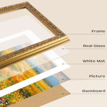 Golden State Art, 11x14 Photo Frame with White Mat for 8x10 Picture & Real Glass for Wall Display - Home or Office Classic Design (Ornate Bronze Gold, 2-Pack)