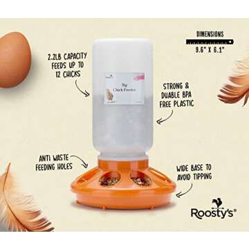 Roosty's Chicken Feeder and Waterer Kit - 1L Chicken Feeder and 1.5L Chicken Waterer | Chicken Feeder and Hanging Chicken Waterer | Duck Feeder, Quail Feeder, Chicken Starter Kit
