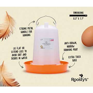 Roosty's Chicken Feeder and Waterer Kit - 1L Chicken Feeder and 1.5L Chicken Waterer | Chicken Feeder and Hanging Chicken Waterer | Duck Feeder, Quail Feeder, Chicken Starter Kit