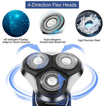 HIENA PRO Electric Shaver Waterproof Rotary Shaver for Men