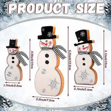 Suzile Winter Tabletop Wooden Snowman Decorations - 3 Pieces