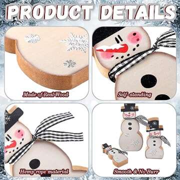 Suzile Winter Tabletop Wooden Snowman Decorations - 3 Pieces