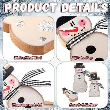 Suzile Winter Tabletop Wooden Snowman Decorations - 3 Pieces