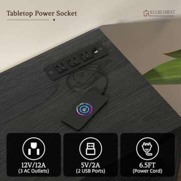 Kucreiheat 70'' TV Stand with 36'' Fireplace-LED Light Entertainment Center for 75+ inch TV-Black TV Cabinet with Storage, Modern TV Console for Living Room